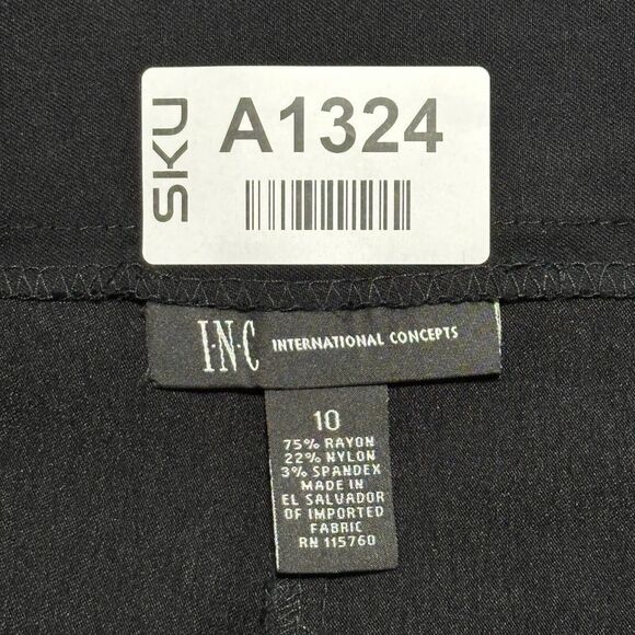 INC International Concepts Cropped‎ Pants Women Size 10 Black Laser Cut Hem - Picture 2 of 13